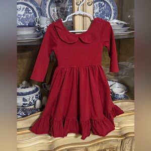 Girlhood Little Stocking Co deep red twirl dress size 5 girls
